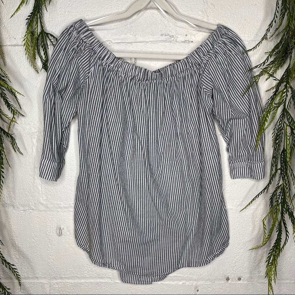 14th & Union Off The Shoulder Striped Blouse Large